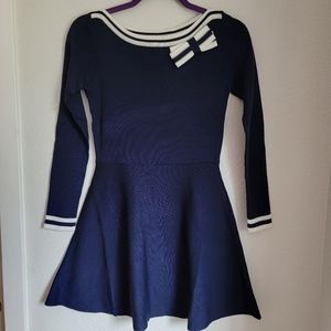 Navy and White Stripped Aline Dress  [S]